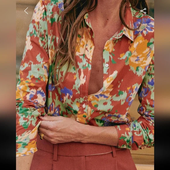 Sezane Pierro Multicolor Button Down Shirt - Picture 1 of 9